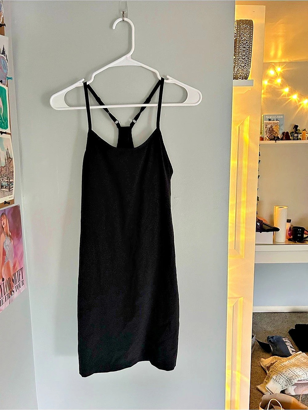 All in Motion Black Strappy Midi Dress Like New